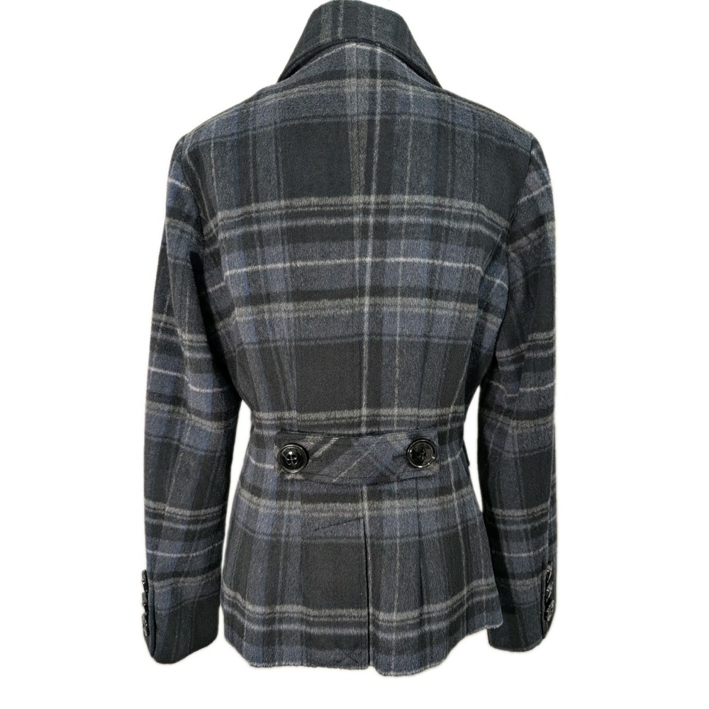 Maralyn & Me Gray and Black Wool Blend Plaid Peacoat Women's Size Medium - Picture 3 of 9
